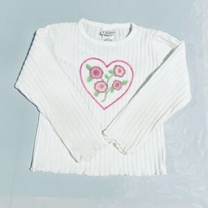 In Design White Long Sleeve with Pink Floral Heart